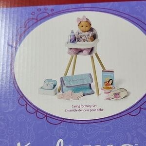 American Girl Truly Me Caring for Baby set highchair wipes bib diapers food+ NEW